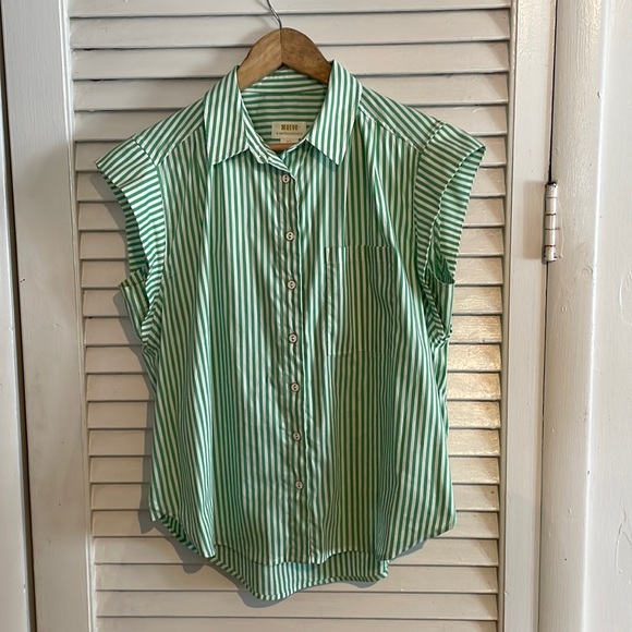 Maeve Tops - Maeve for Anthropologie blouse Green/white